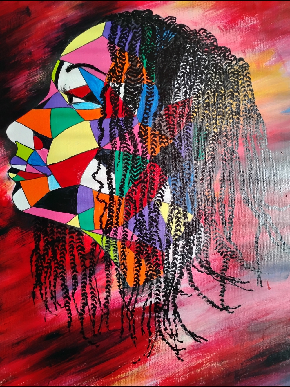Vibrant Multicolor Profile Portrait Wall Art - Home Art